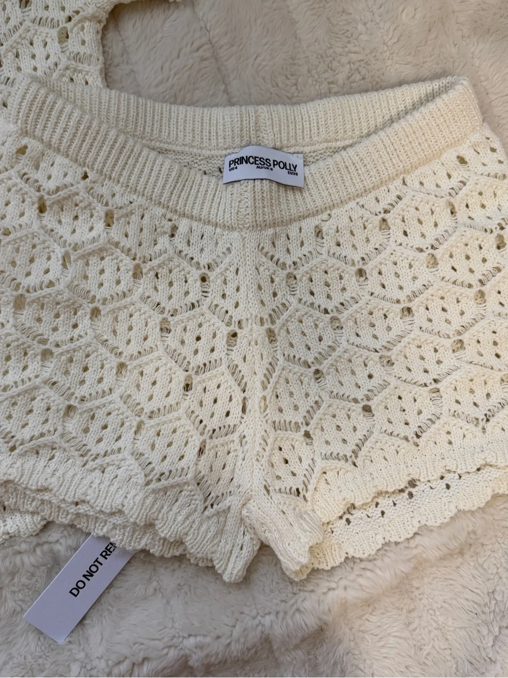 Princess Polly Cream Crochet Knit Short Set - Picture 3 of 4
